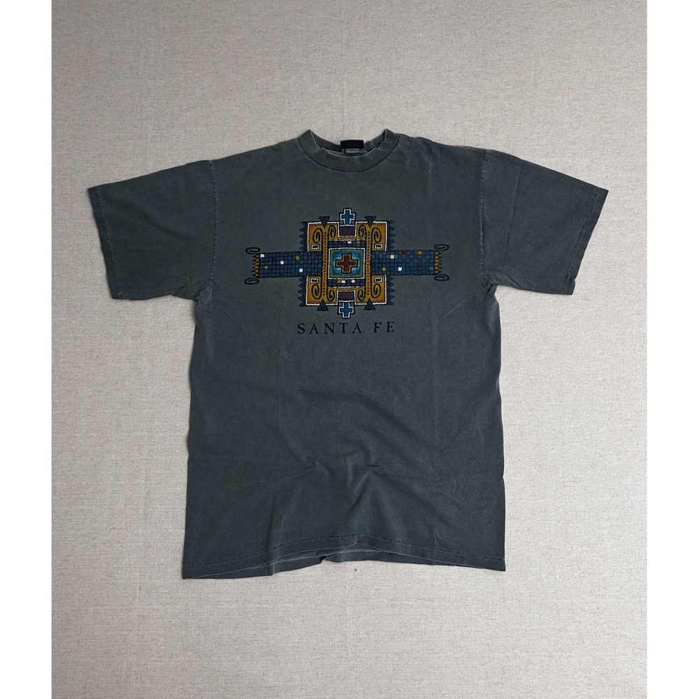 Vintage Santa Fe New Mexico T-Shirt Men's XL Gray Southwest Graphic USA Made 90s